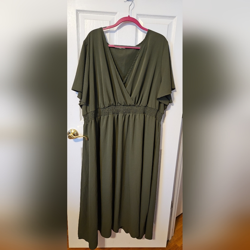 Elegant Olive Green Dress